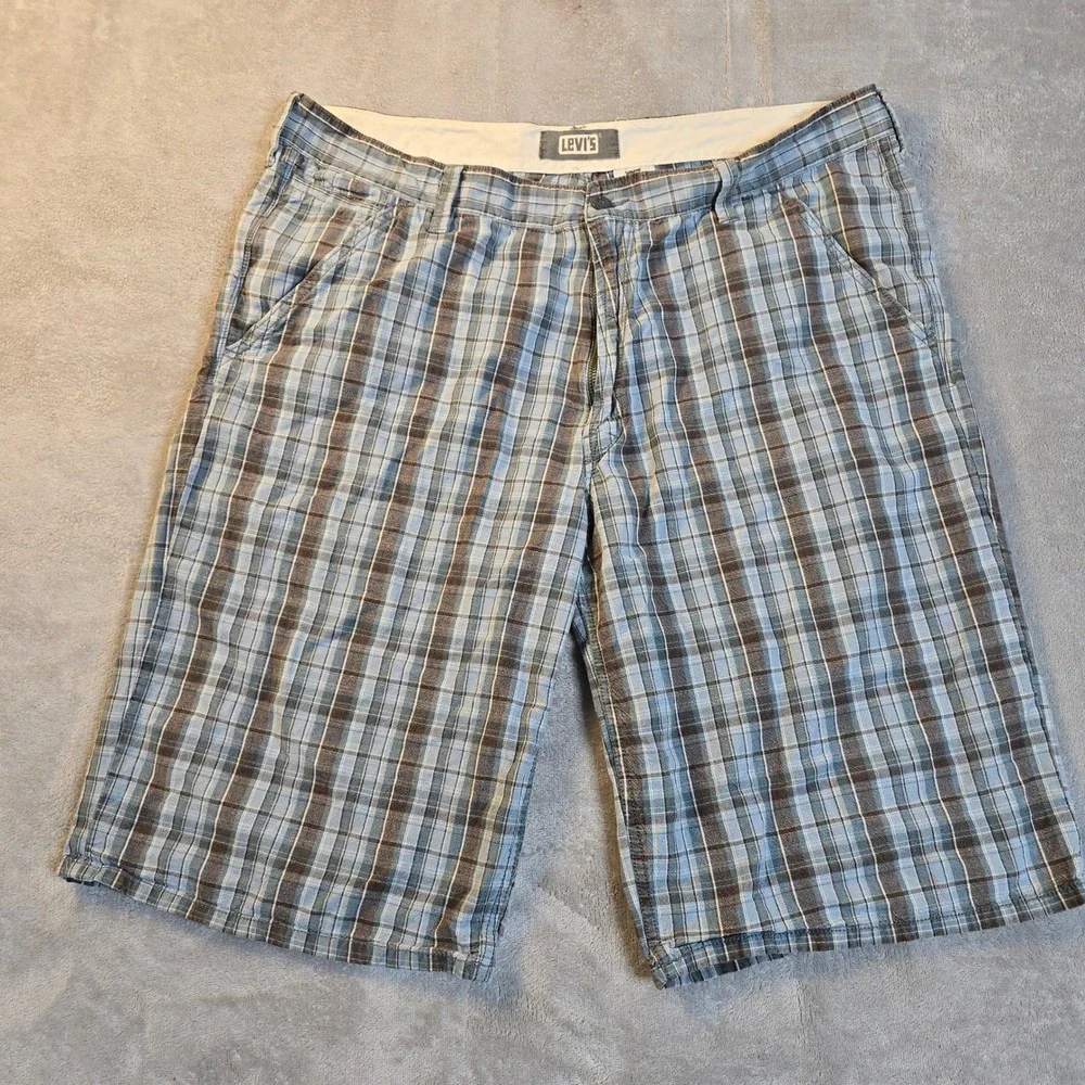 Levi's Plaid Shorts Mens 40 Blue Shoreline Cotton Casual Gorpcore Outdoors
